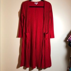 Lularoe Sarah red cardigan duster XS